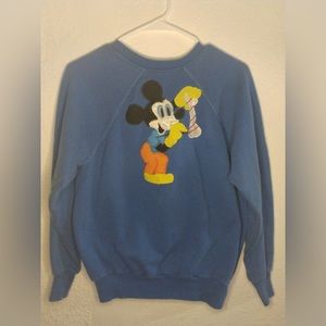Vintage NO TAG Mickey Mouse Holding Bone Crewneck Size L